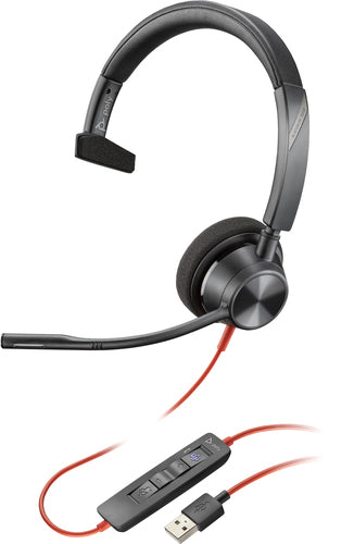 HP Poly Blackwire 3310 Microsoft Teams Certified Headset +USB-C/A Adapter TAA
