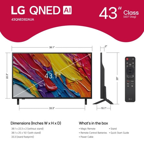 LG QNED QNED82A 43" Smart TV - 4K Ultra HD, Wi-Fi, Schwarz