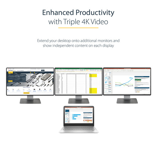 StarTech.com USB-C Triple Monitor Docking Station - 4K HDMI DP for MacBook & Windows