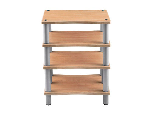 4 Tier Audio Stand XL Monoprice MDF Steel Maple Color 25.2 kg