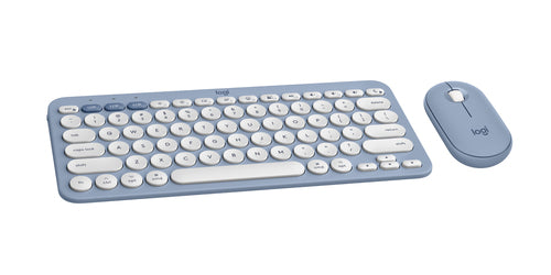 Wireless Keyboard and Mouse Combo for Mac Logitech Pebble 2 QWERTY Bluetooth RF Wireless Scissor Switch Blue