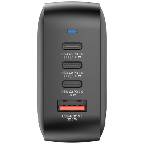 100W Verbatim Mini GaN Ladegerät 4-Port AC Schwarz mit EU- & UK-Adaptern