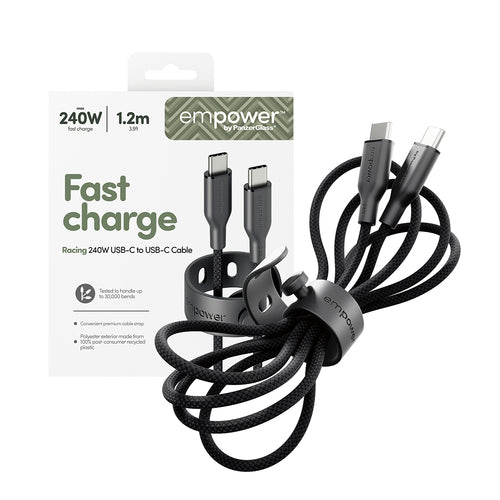 PanzerGlass empower by ® Racing 240W USB-C to USB-C Cable | USB 2.0 | 1.2M | Space Black USB cable