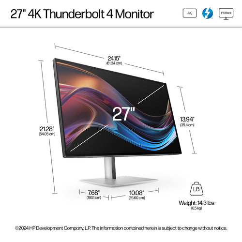 HP Series 7 Pro 27 inch 4K Thunderbolt 4 Monitor - 727pk computer monitor