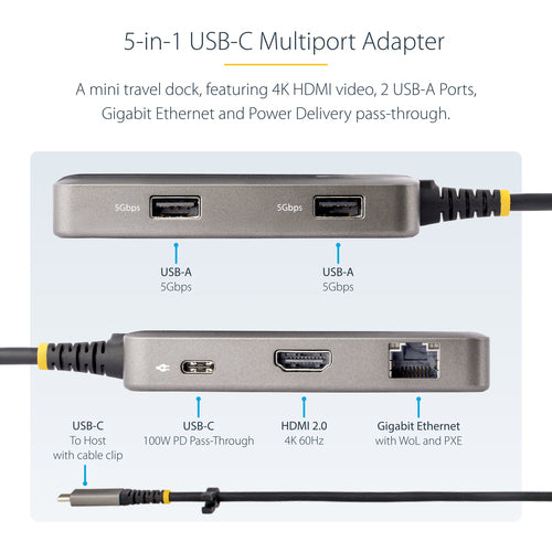 USB-C Multiport-Adapter 4K 60Hz HDMI 100W Power Delivery Grau
