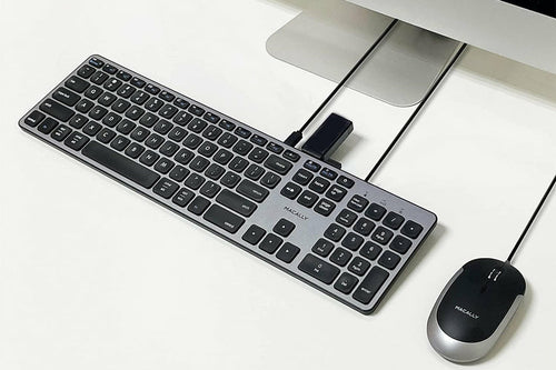 Wired USB Full-Size Keyboard Macally QWERTY Black Grey Scissor Switch