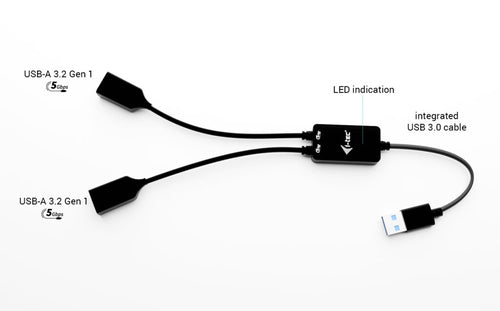 i-tec USB-A Cable HUB 2 port (2x USB-A) USB cable