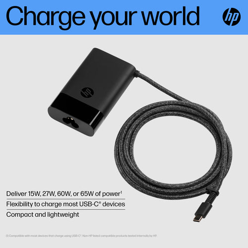 HP USB-C 65W Laptop-Ladegerät | Hochleistungs-Netzteil | Kompatibel mit Laptops