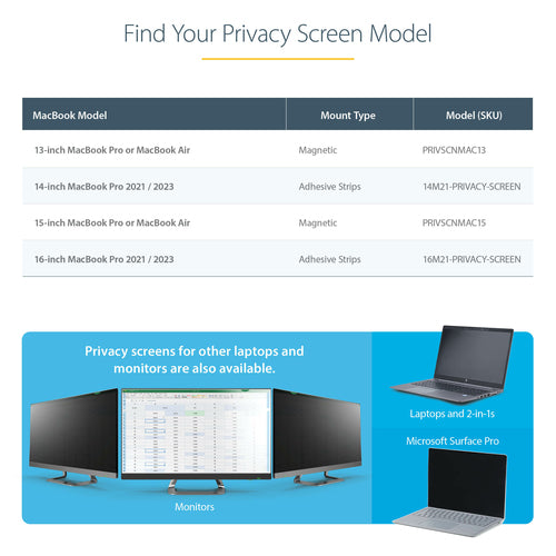 StarTech.com PRIVSCNMAC13 display privacy filter