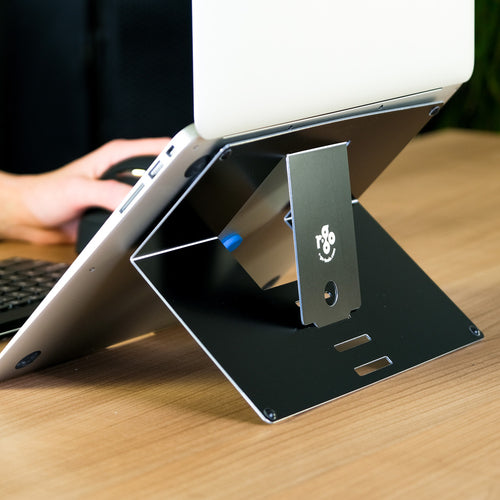 R-Go Tools RGORIATBL Adjustable Laptop Stand - Black Aluminum - Ergonomic Design