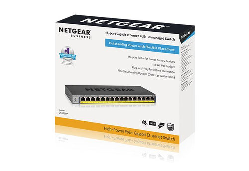 Gigabit Ethernet Switch NETGEAR GS116PP Unmanaged 16-Port PoE Rack Mount