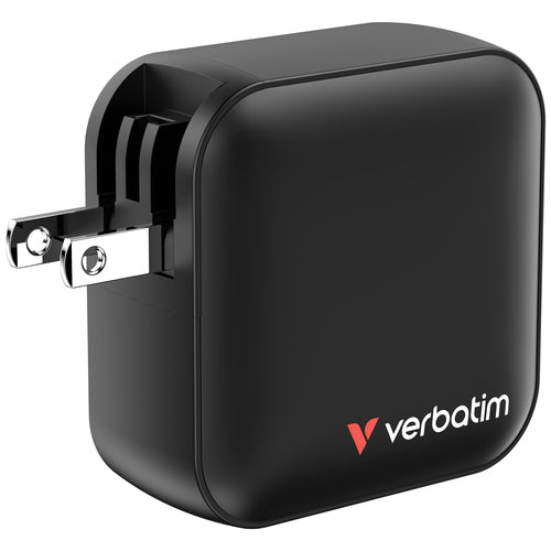 100W Verbatim Mini GaN Ladegerät 4-Port AC Schwarz mit EU- & UK-Adaptern