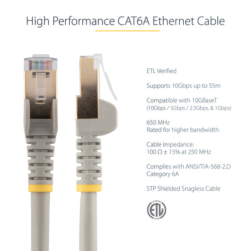 StarTech.com CAT6a 9ft Ethernet Cable - 10 Gigabit Shielded RJ45