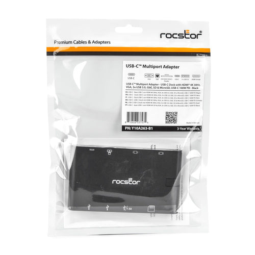 Rocstor Y10A263-B1 laptop dock/port replicator