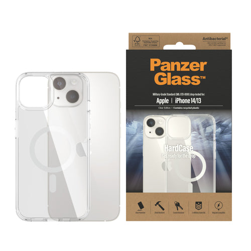PanzerGlass ® HardCase Transparent w. White MagSafe iPhone 14 | 13 mobile phone case