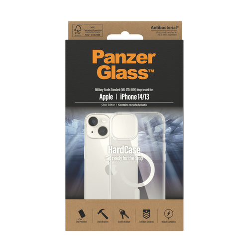 PanzerGlass ® HardCase Transparent w. White MagSafe iPhone 14 | 13 mobile phone case