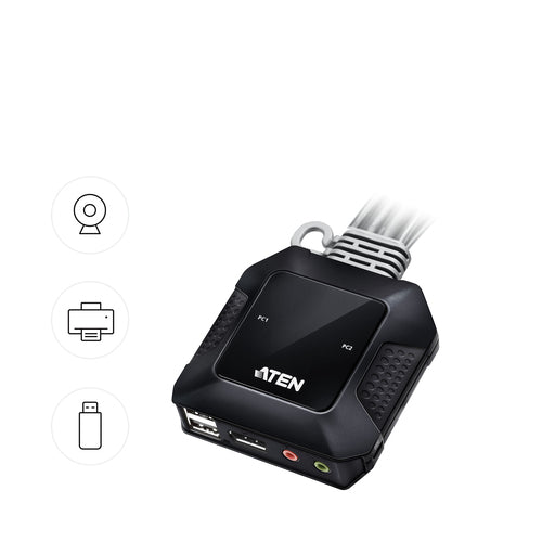 KVM-Switch ATEN CS52DP 4K Ultra HD 4096x2160 Pixel Schwarz