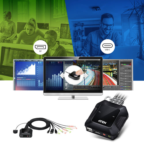 KVM-Switch ATEN CS52DP 4K Ultra HD 4096x2160 Pixel Schwarz