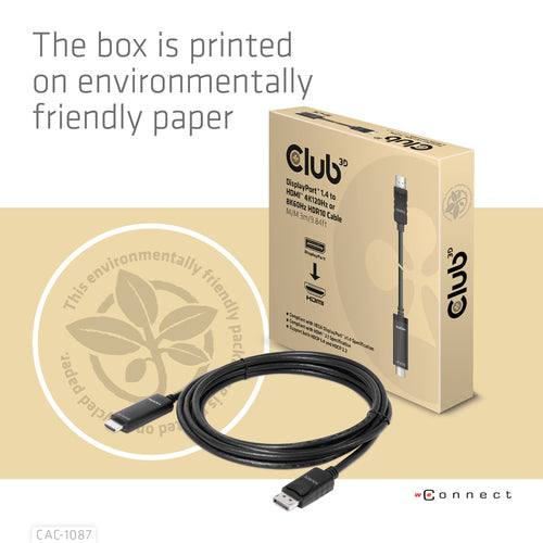 CLUB3D CAC-1087 DisplayPort 1.4 zu HDMI Adapter - 4K 120Hz & 8K 60Hz