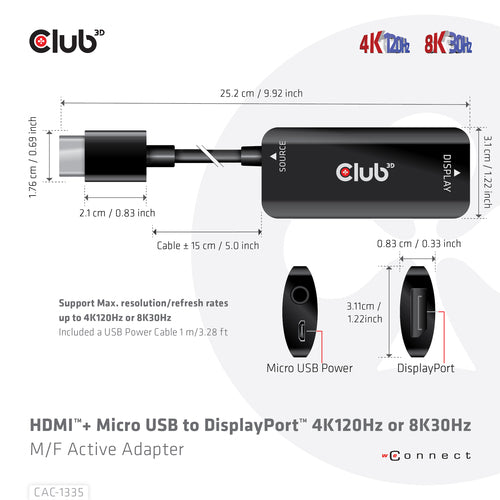 CLUB3D CAC-1335 video cable adapter