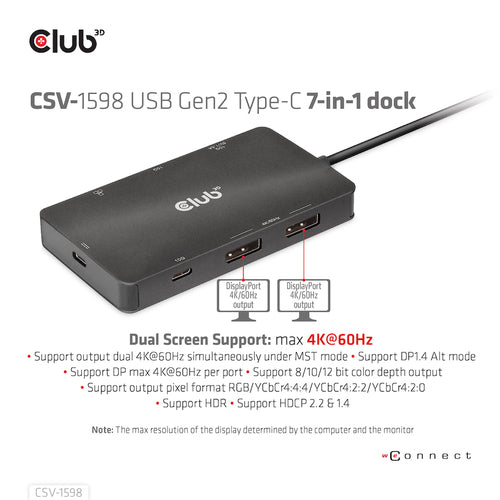 7-in-1 USB-C Dockingstation Dual DisplayPort 4K 60Hz HUB