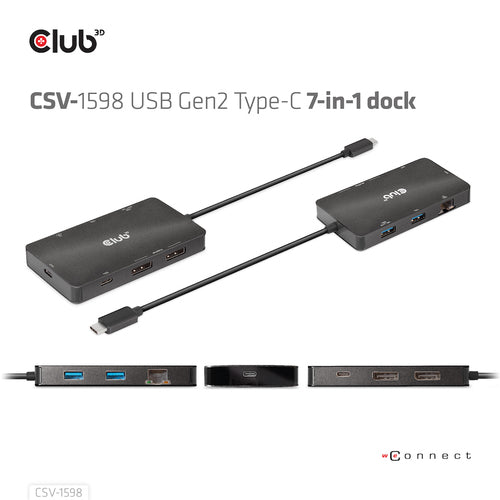 7-in-1 USB-C Dockingstation Dual DisplayPort 4K 60Hz HUB