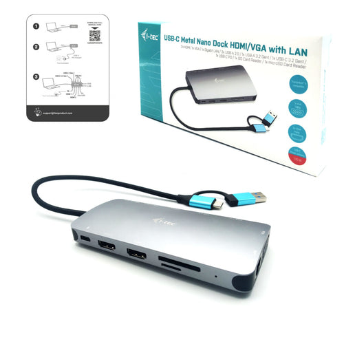 i-tec CANANOTDOCKPD laptop dock/port replicator