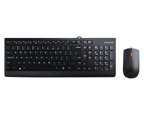 Lenovo 300 Full-Size Wired USB Keyboard QWERTY Black Mouse Included