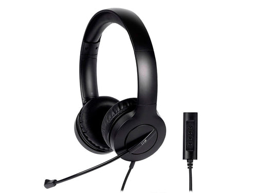 On-Ear Headset Monoprice Workstream WFH 3.5mm USB Wired Black