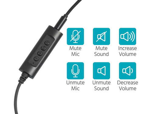 On-Ear Headset Monoprice Workstream WFH 3.5mm USB Wired Black