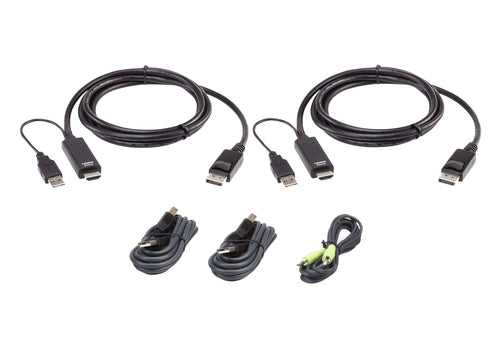 KVM-Kabel-Kit 1,8 m USB Dual Display HDMI DisplayPort
