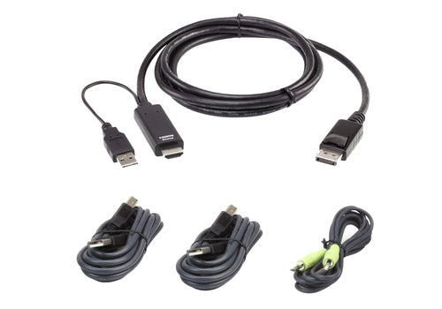 USB HDMI DisplayPort KVM Cable Kit 1.8M Universal Black