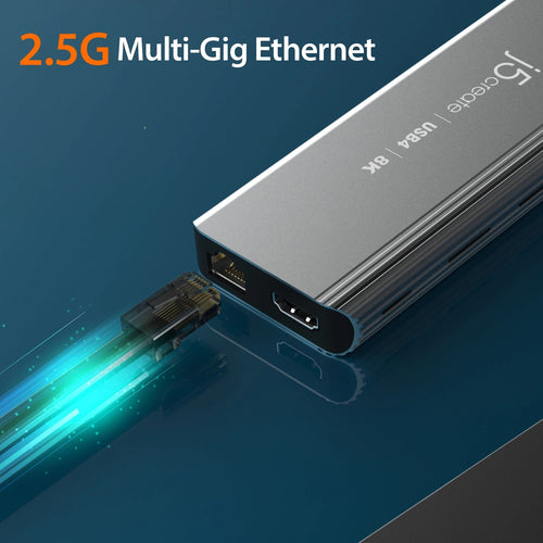USB4 8K Multi-Port Hub j5create JCD403 Grey HDMI RJ-45 USB 3.2