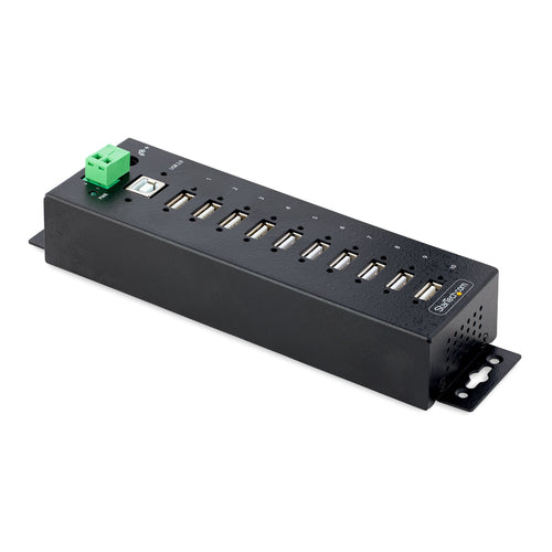 10-Port Industrie-USB-2.0-Hub Robuster USB-Expander 480 Mbit/s ESD-Schutz Level 4
