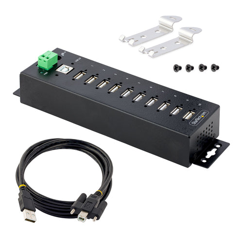 10-Port Industrie-USB-2.0-Hub Robuster USB-Expander 480 Mbit/s ESD-Schutz Level 4