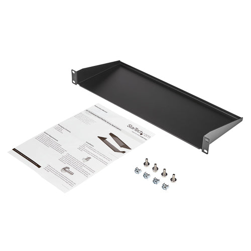 StarTech.com CABSHELF1U 1HE Serverschrank-Fachboden – Hochleistungsstahl, 15 kg Tragkraft