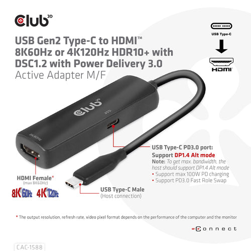 USB Typ-C auf HDMI Aktiv-Adapter 8K 60Hz HDR10+