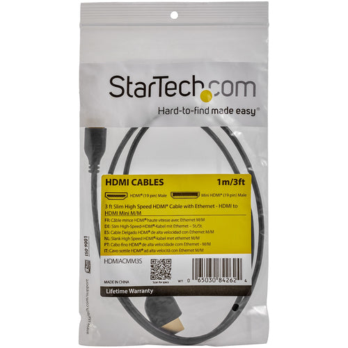 StarTech.com Mini-HDMI-auf-HDMI-Kabel – 4K 30Hz – 0,9 m – Schwarz