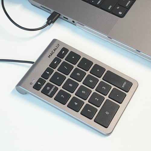 USB Numeric Keypad for Laptop/PC Macally UCNUMKEY22SG Black/Grey