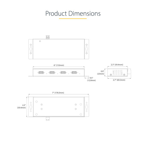 Industrie-USB-3.0-Hub mit 4 Anschlüssen, ESD-Schutz, für DIN-Schiene/Wand/Tischmontage, Hochleistungsgerät