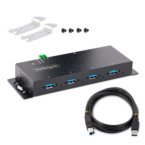 Industrie-USB-3.0-Hub mit 4 Anschlüssen, ESD-Schutz, für DIN-Schiene/Wand/Tischmontage, Hochleistungsgerät