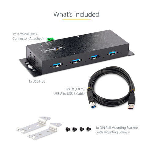 Industrie-USB-3.0-Hub mit 4 Anschlüssen, ESD-Schutz, für DIN-Schiene/Wand/Tischmontage, Hochleistungsgerät