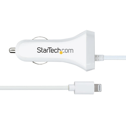 Dual USB Car Charger Adapter 12W with 1m Coiled Lightning Cable - StarTech.com