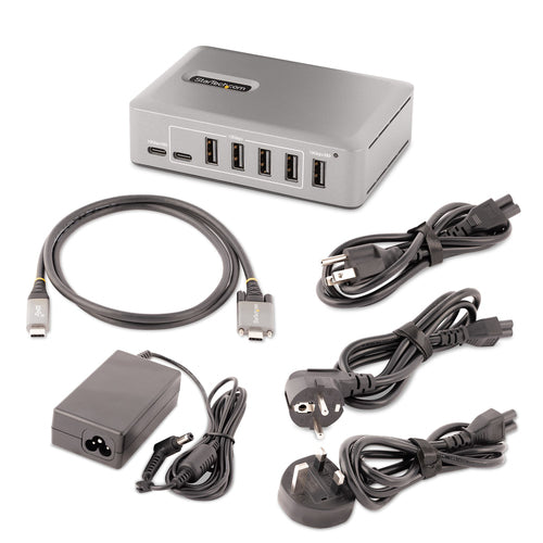 10-Port USB-C Hub mit 8 USB-A und 2 USB-C Anschlüssen, 65W Netzteil
