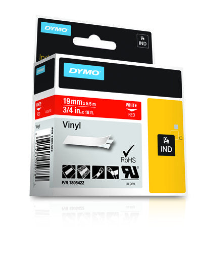Label-Making Tape DYMO 1805422 Vinyl Labels 19mm x 5.5m Red
