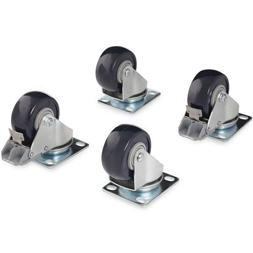Rollensatz für Open Frame Rack 4POSTRACK - 4 Stück schwarze Edelstahlrollen