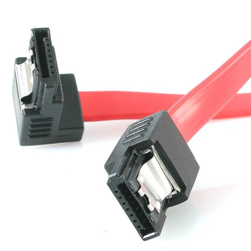 12-Inch Latching SATA to Right Angle M/M Cable 0.3m Red