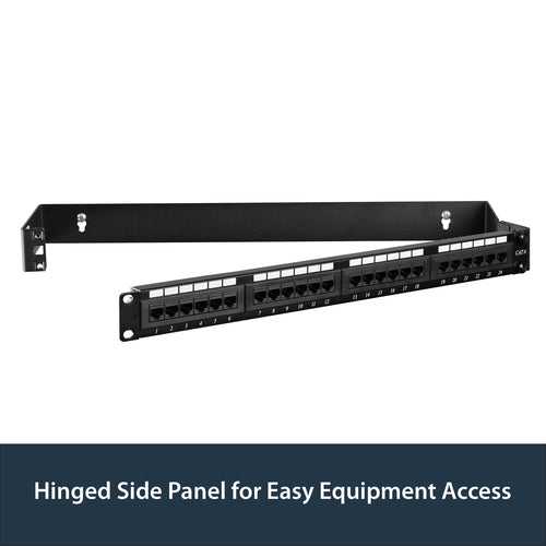 Hinged Wall Mounting Bracket 1U 19in for Patch Panels Black