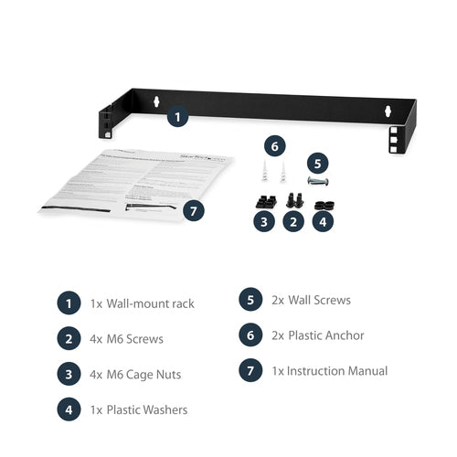 Hinged Wall Mounting Bracket 1U 19in for Patch Panels Black