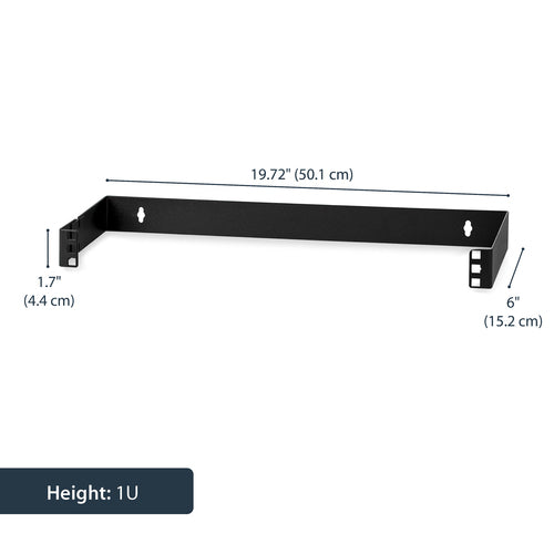 Hinged Wall Mounting Bracket 1U 19in for Patch Panels Black